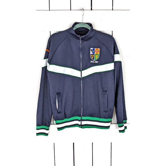 Ireland striped blue green zipper track suit embroidered patch sweatshirt Medium - Picture 2 of 5
